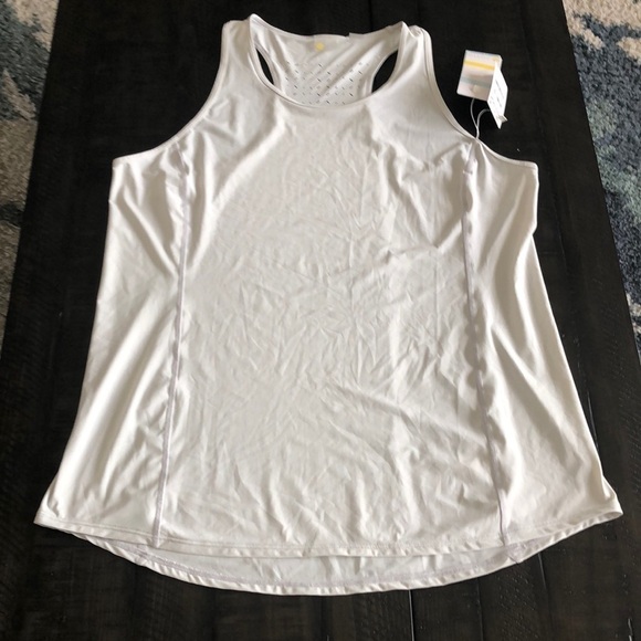 𝅺NEW Zella “Nova” Exercise Perforated Cutout Racer Back Size L Workout Tank Top - Picture 10 of 15